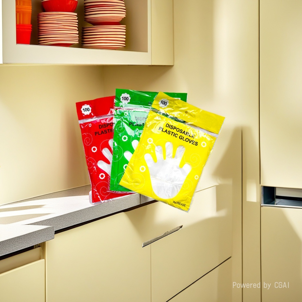 Pink transparent disposable food-grade thickened gloves, PE hair care, hygiene, kitchen and catering gloves, factory direct sales details Picture