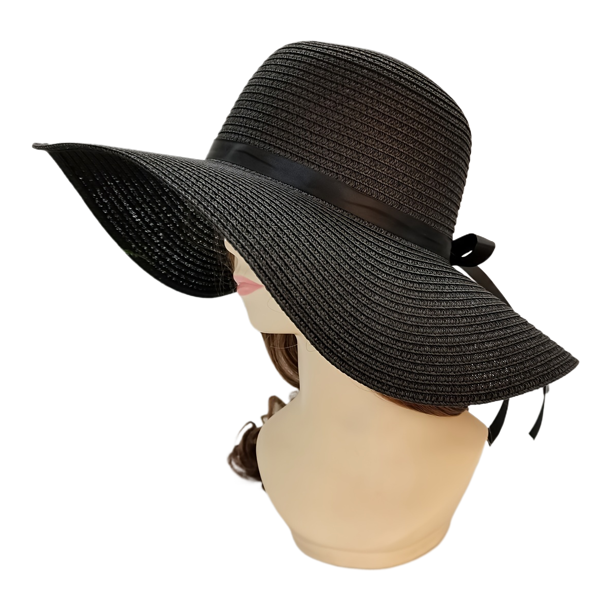 Summer sunshade wide-brimmed straw hat for women's outing Korean style simple, casual and versatile foldable hat with bow sun hat 151449604 Item Picture