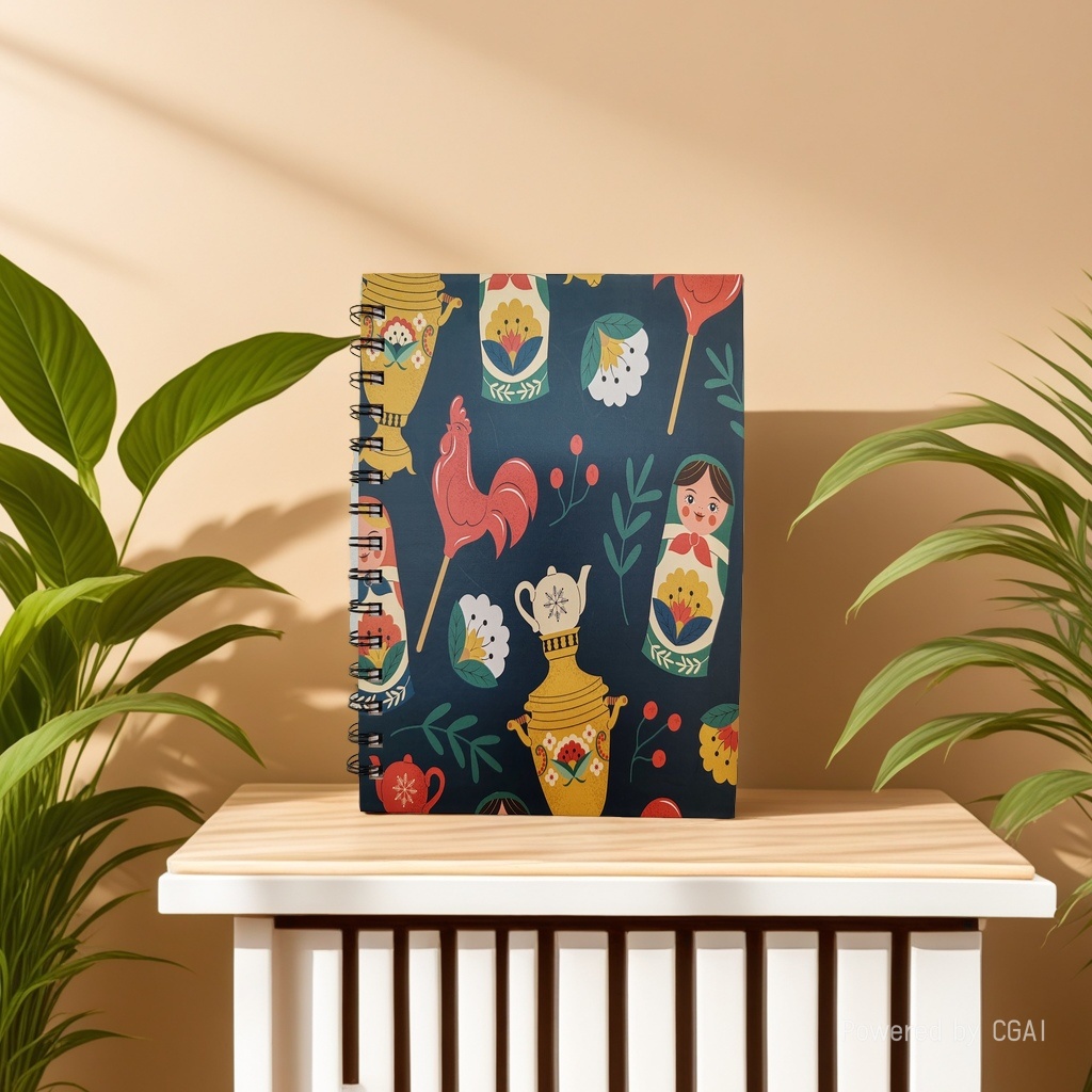 Donghu Paper Products A5 Retro Russian-style matryoshka doll Rooster illustration coil notebook Student Portable Notebook, Artistic Ins-style planner pic 3