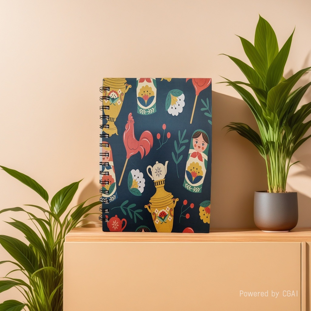 Donghu Paper Products A5 Retro Russian-style matryoshka doll Rooster illustration coil notebook Student Portable Notebook, Artistic Ins-style planner Application Scenario
