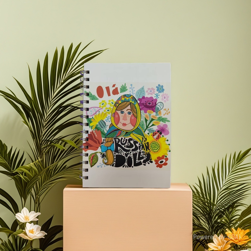 Donghu Paper Products A5 Russian Matryoshka Theme Coil, Ethnic Style flower illustration, Artistic Youth Planner, High appearance Level notebook, Portable Diary book Application Scenario