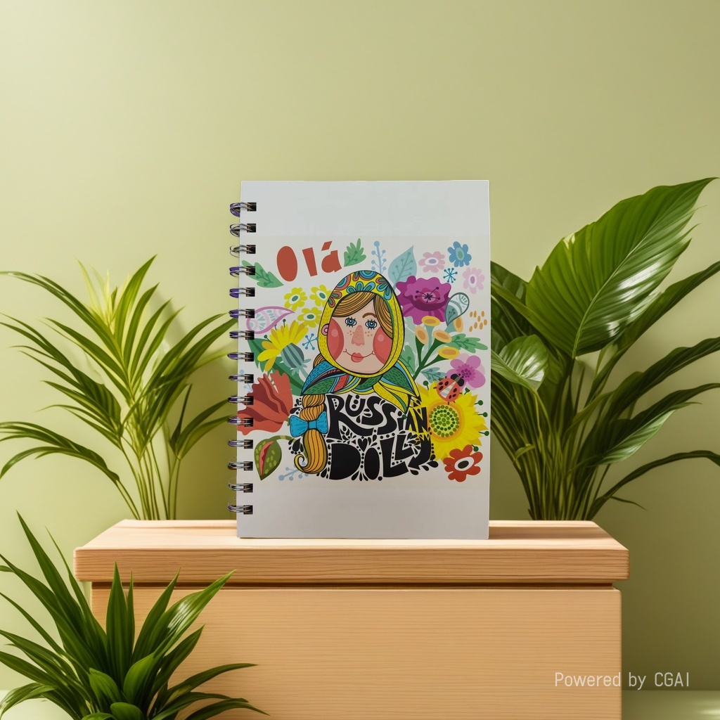 Donghu Paper Products A5 Russian Matryoshka Theme Coil, Ethnic Style flower illustration, Artistic Youth Planner, High appearance Level notebook, Portable Diary book details Picture