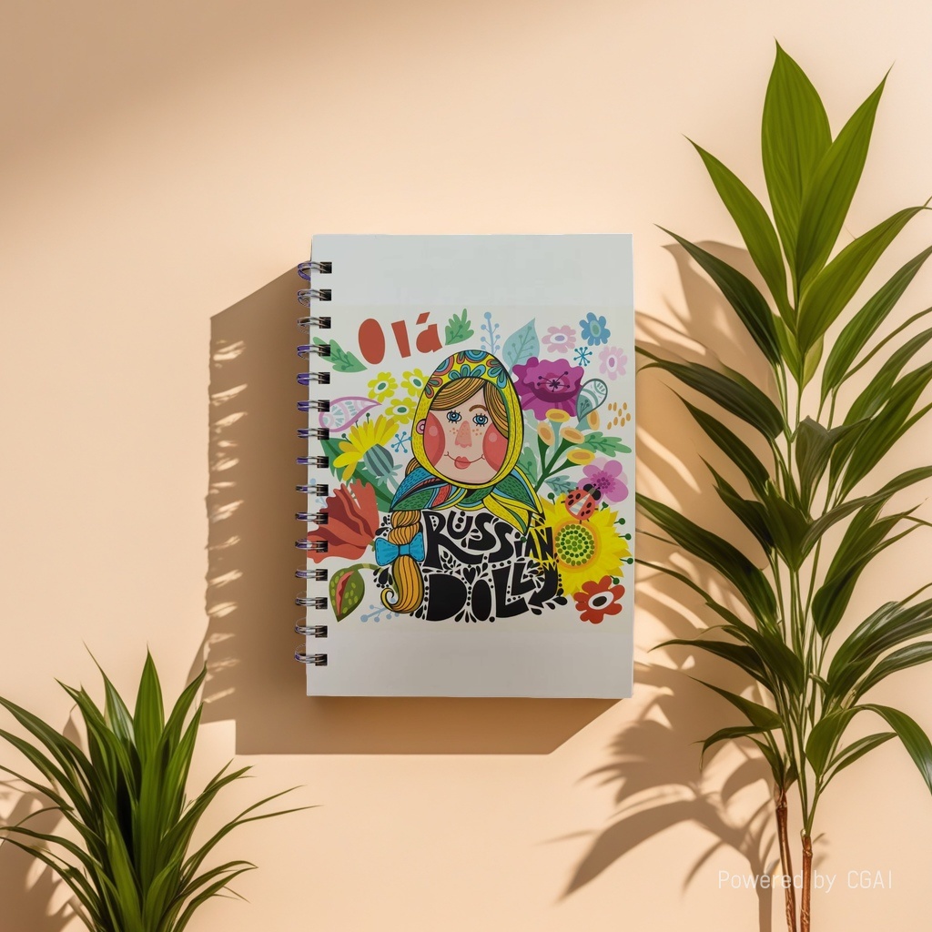 Donghu Paper Products A5 Russian Matryoshka Theme Coil, Ethnic Style flower illustration, Artistic Youth Planner, High appearance Level notebook, Portable Diary book Specification image