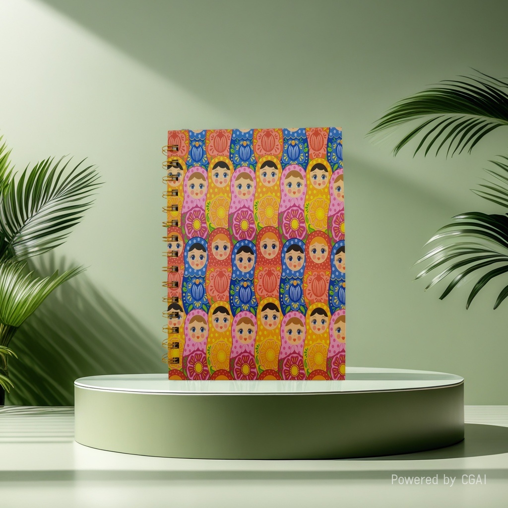 Donghu Paper Products A5 full-page Russian Matryoshka doll coil Notebook, colorful ethnic style illustration student portable notebook, high appearance level planner