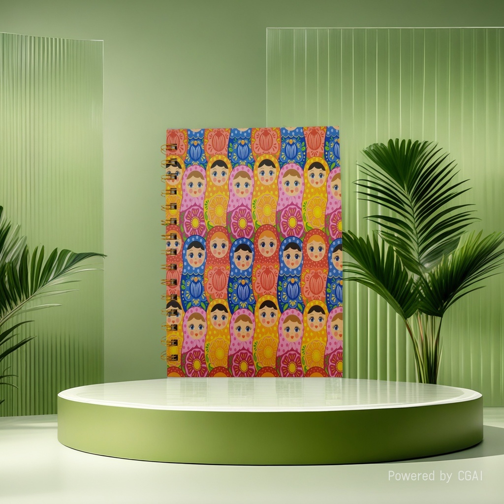 Donghu Paper Products A5 full-page Russian Matryoshka doll coil Notebook, colorful ethnic style illustration student portable notebook, high appearance level planner Specification image