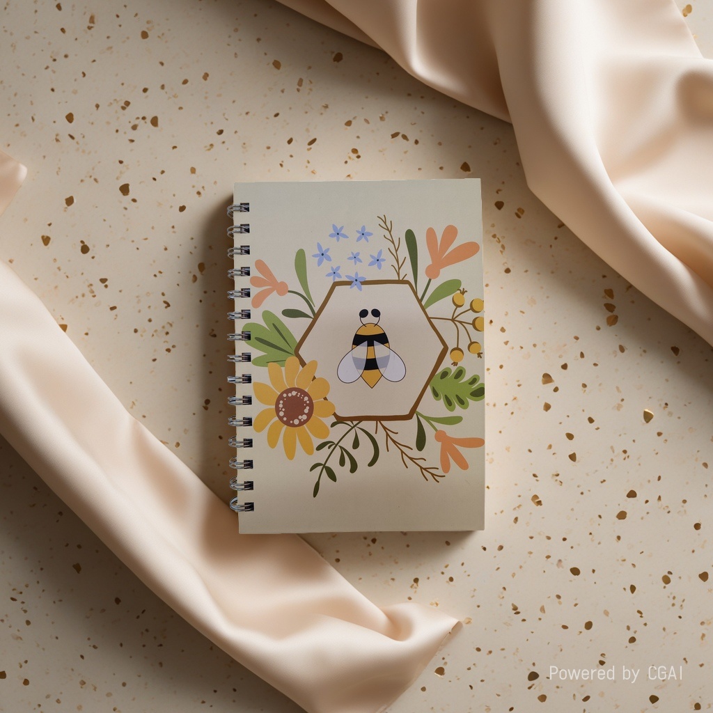 Donghu Paper Products A5 Fresh and Clean Bee and Flower Coil Notebook, Student Portable notebook, Artistic ins Style planner, Artistic Forest Style Notebook Specification image