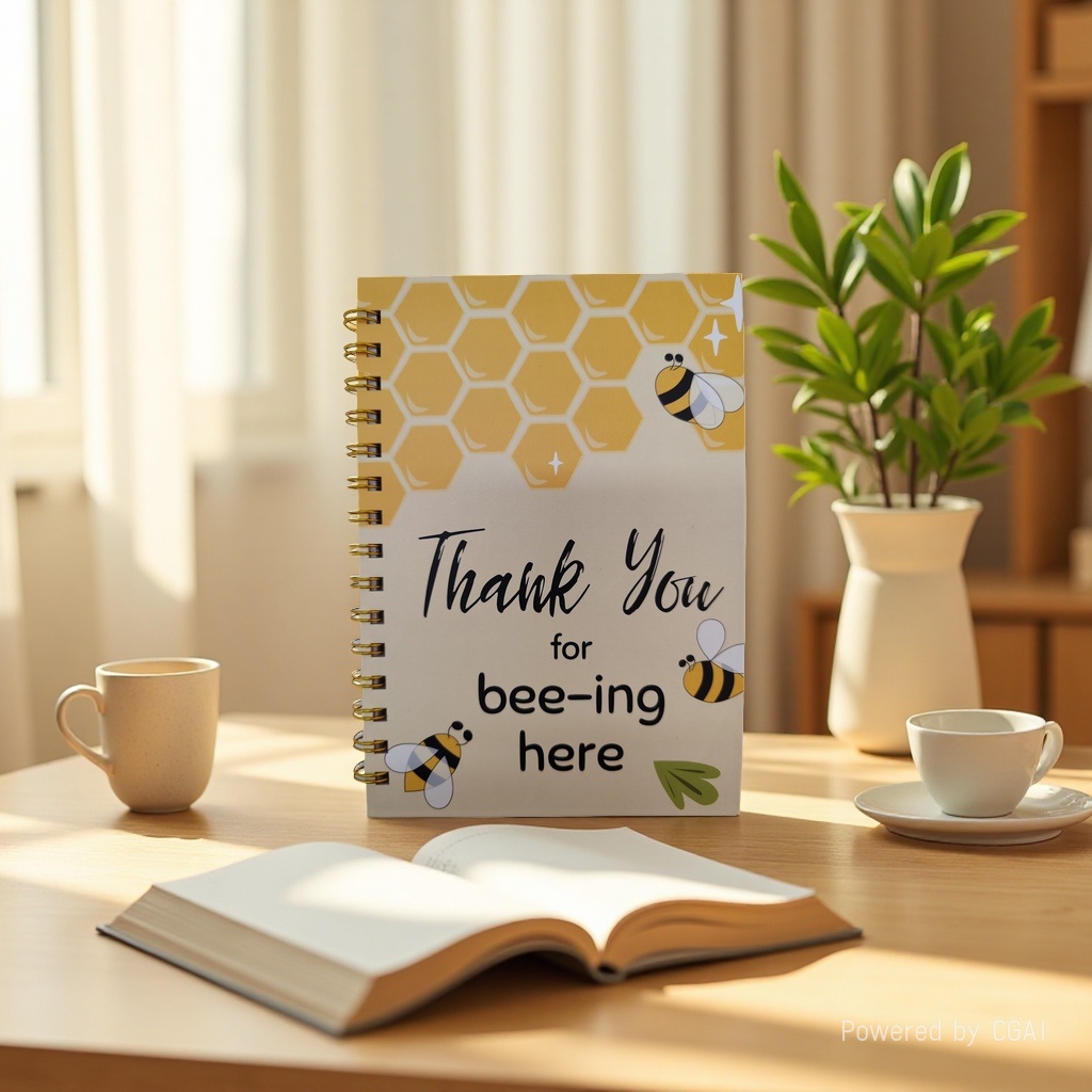 Donghu Paper Products A5 Bee-themed Coil Notebook, cute cartoon bee Notebook, creative homophonic joke notebook, student portable diary, artistic and high appearance level