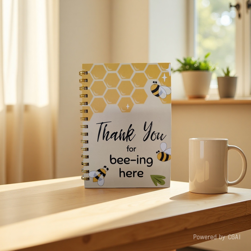 Donghu Paper Products A5 Bee-themed Coil Notebook, cute cartoon bee Notebook, creative homophonic joke notebook, student portable diary, artistic and high appearance level Specification image