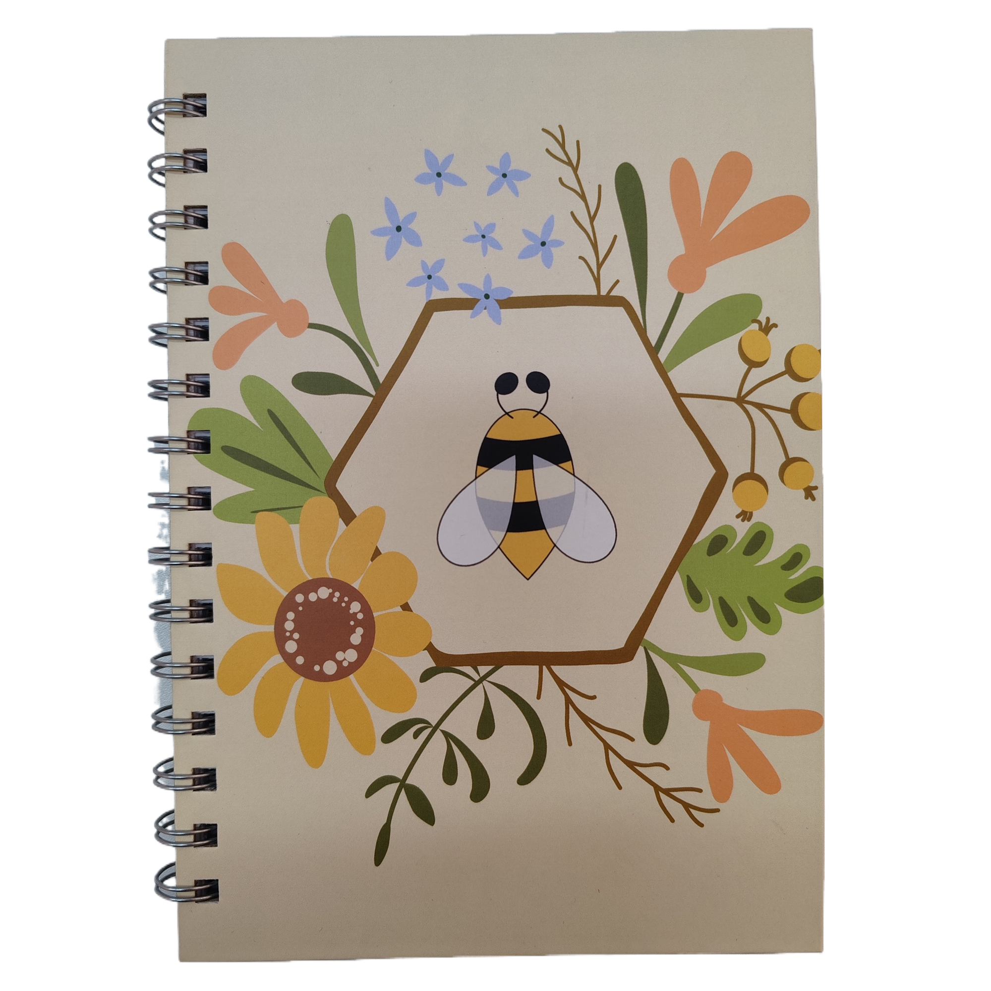 Donghu Paper Products A5 Fresh and Clean Bee and Flower Coil Notebook, Student Portable notebook, Artistic ins Style planner, Artistic Forest Style Notebook Item Picture