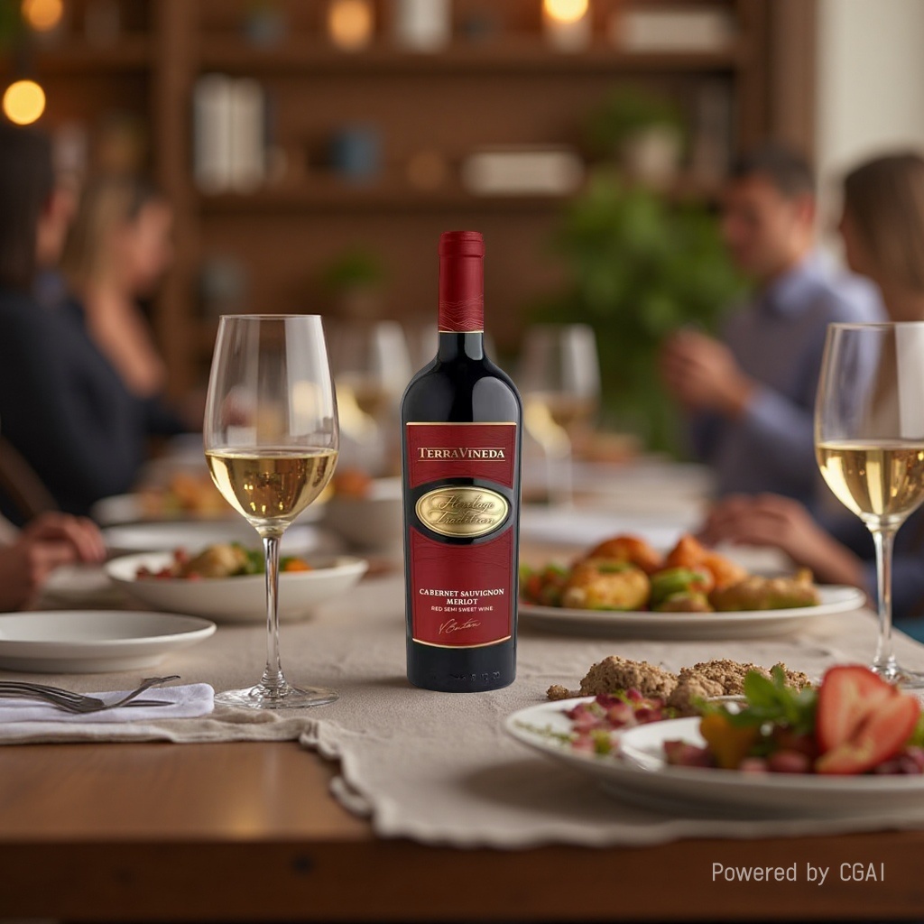 The semi-sweet red wine of the Great Earth Vine in a red wine bottle has a sweet fruity aroma and a rich taste details Picture