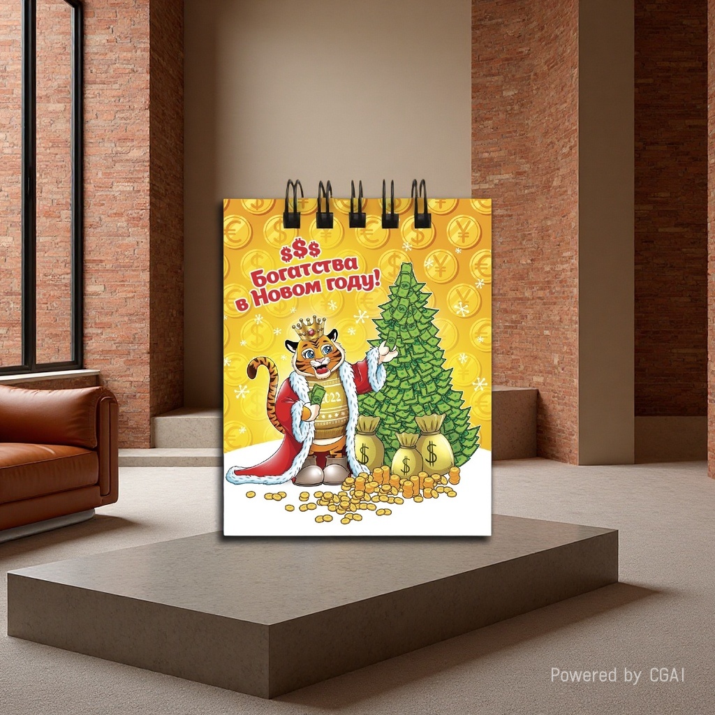 东湖纸品 7*9 虎年暴富主题线圈本 卡通老虎国王创意记事本 美元树金币新年发财笔记本