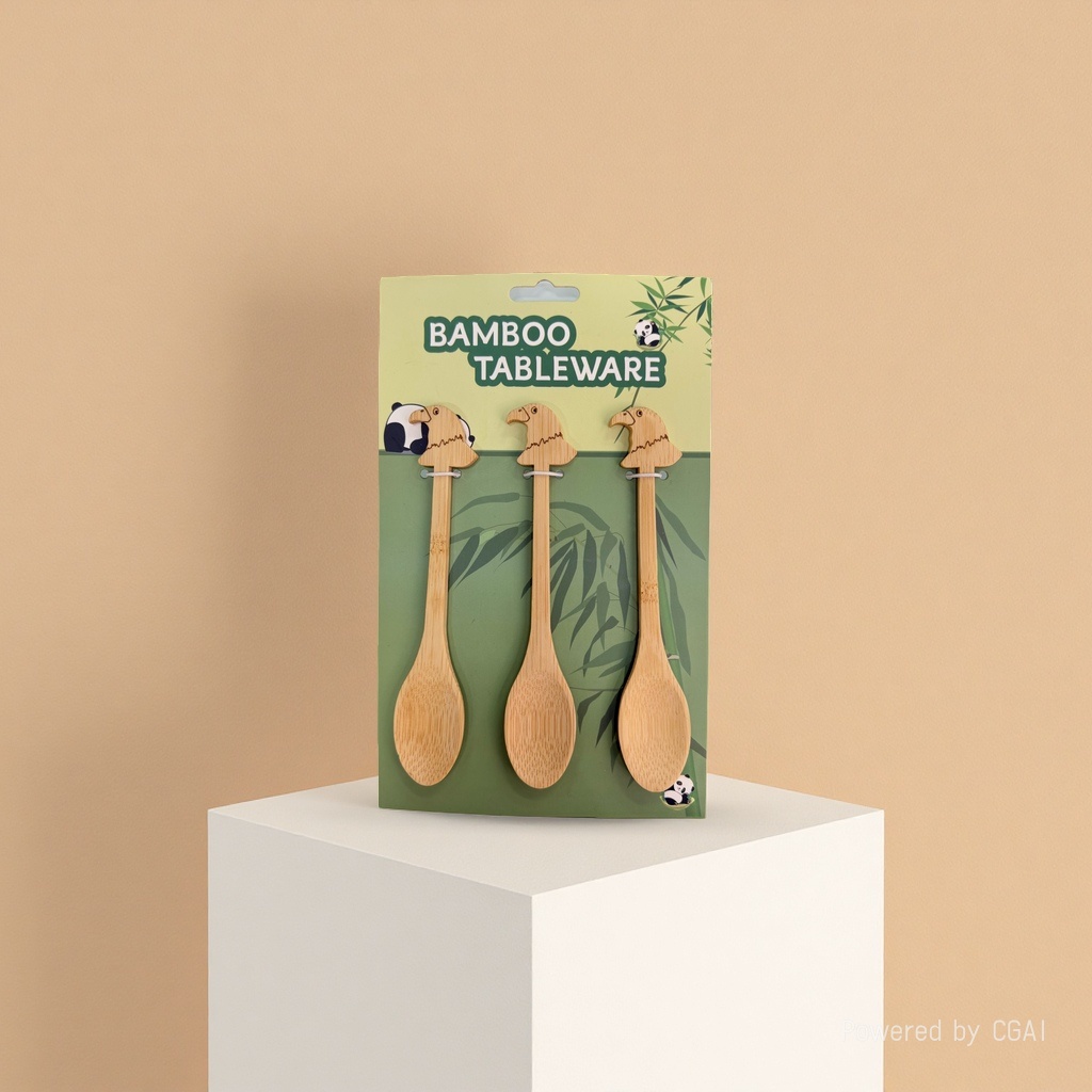 竹制餐具三把鹰头竹勺二钉铲勺不锈钢汤勺厨房用具