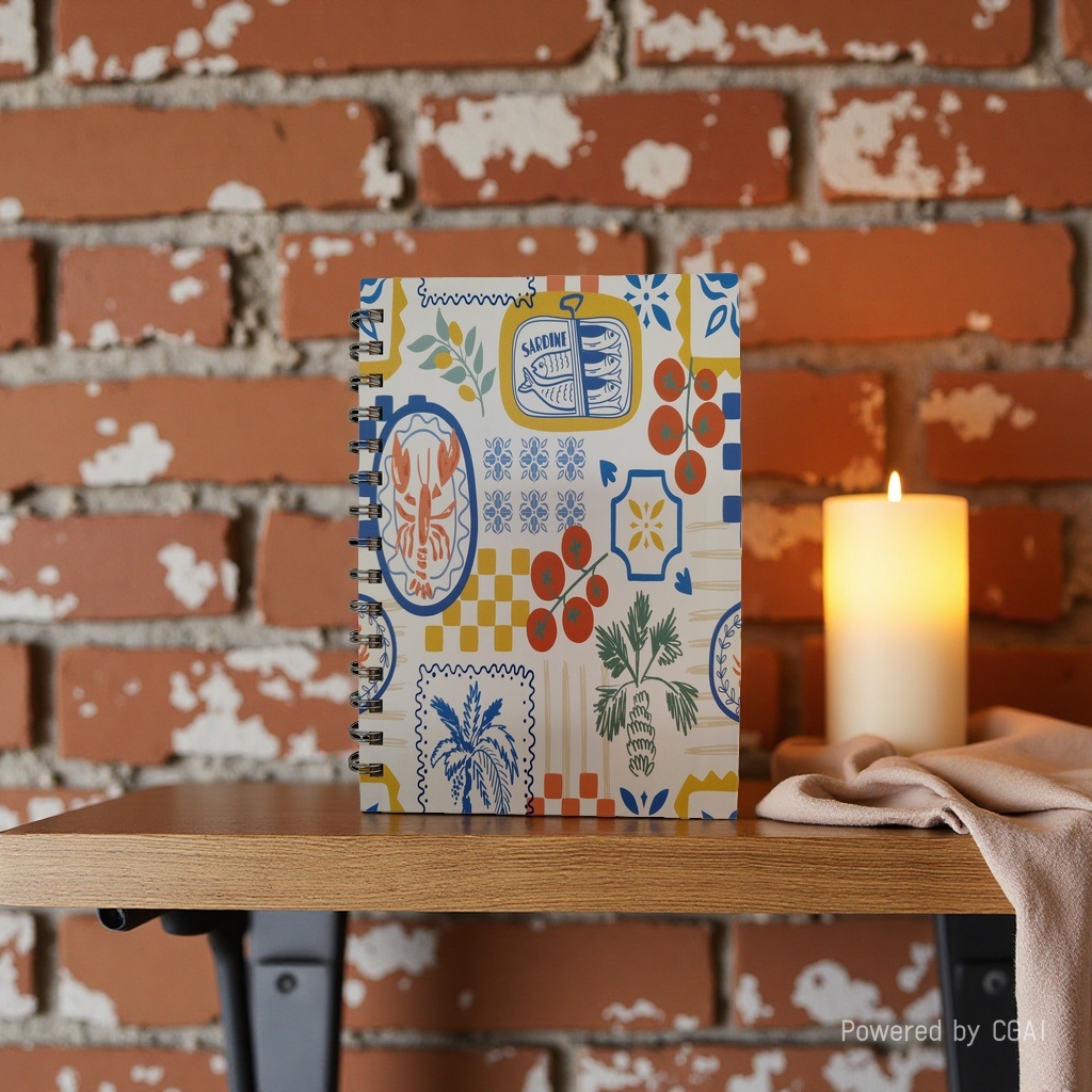 Donghu Paper Products A5 Jungle Seaside Stamp Illustration Coil Notebook Retro Niche Design Notebook, Suitable for office and student use