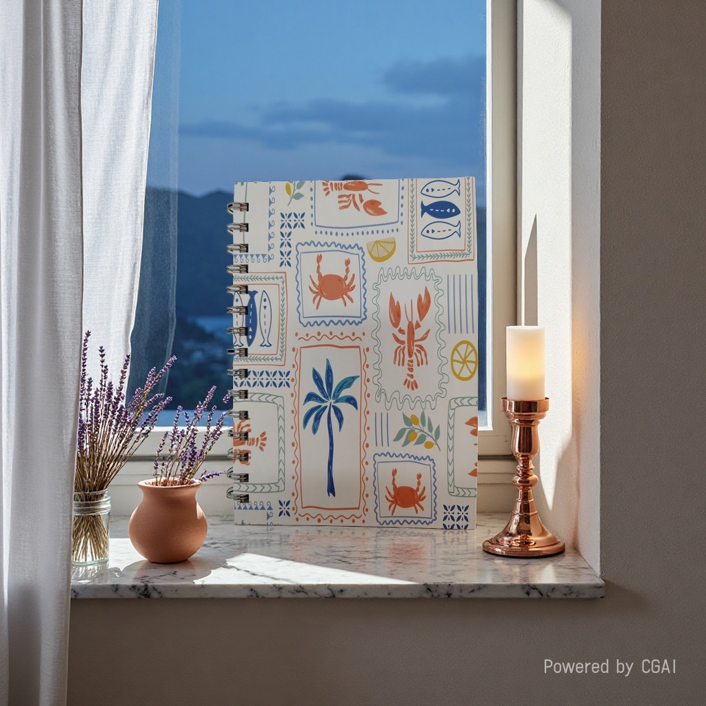 东湖纸品 A5 可爱螃蟹龙虾图案线圈本 海边度假风手账本 少女心高颜值笔记本