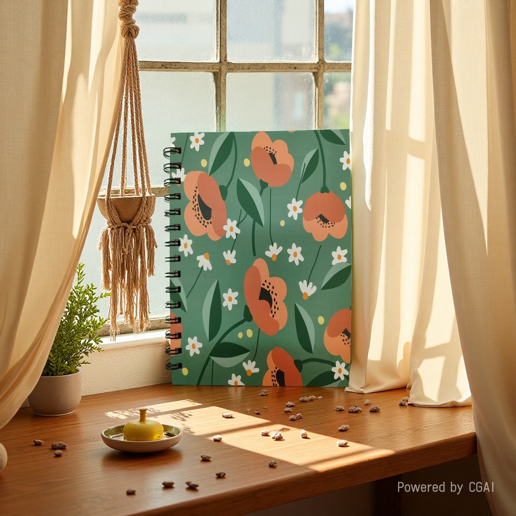 Donghu Paper Products A5 Fresh Flower Coil Bensen Series Flower Pattern Notebook, Student Planner and Notepad Specification image