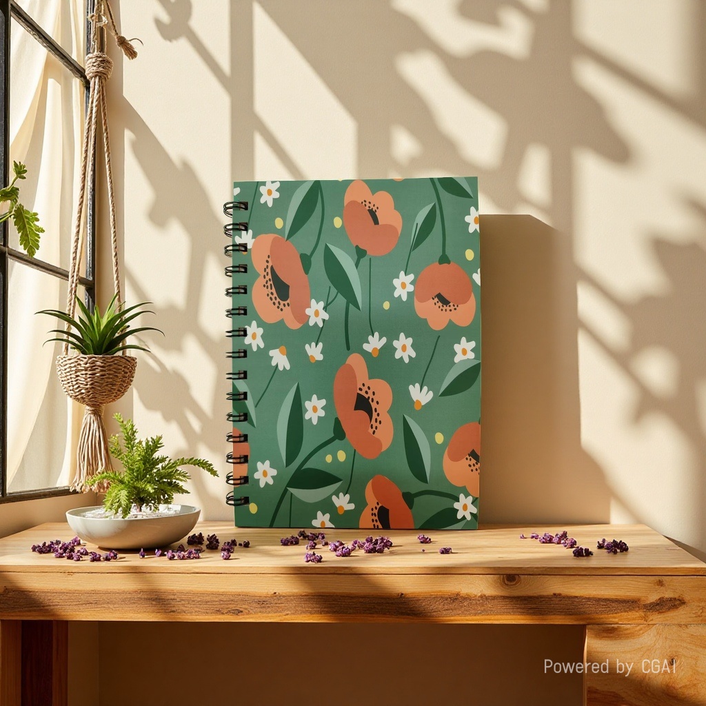 Donghu Paper Products A5 Fresh Flower Coil Bensen Series Flower Pattern Notebook, Student Planner and Notepad details Picture
