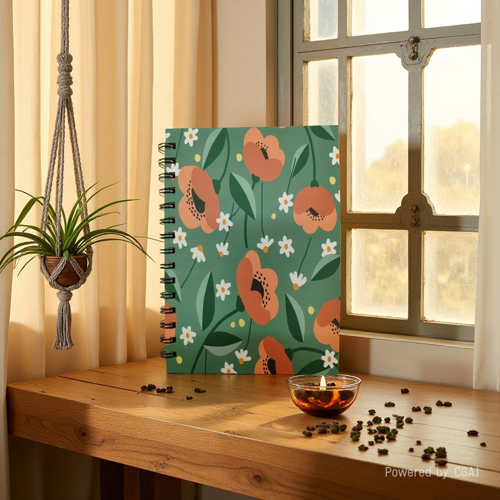 Donghu Paper Products A5 Fresh Flower Coil Bensen Series Flower Pattern Notebook, Student Planner and Notepad Application Scenario