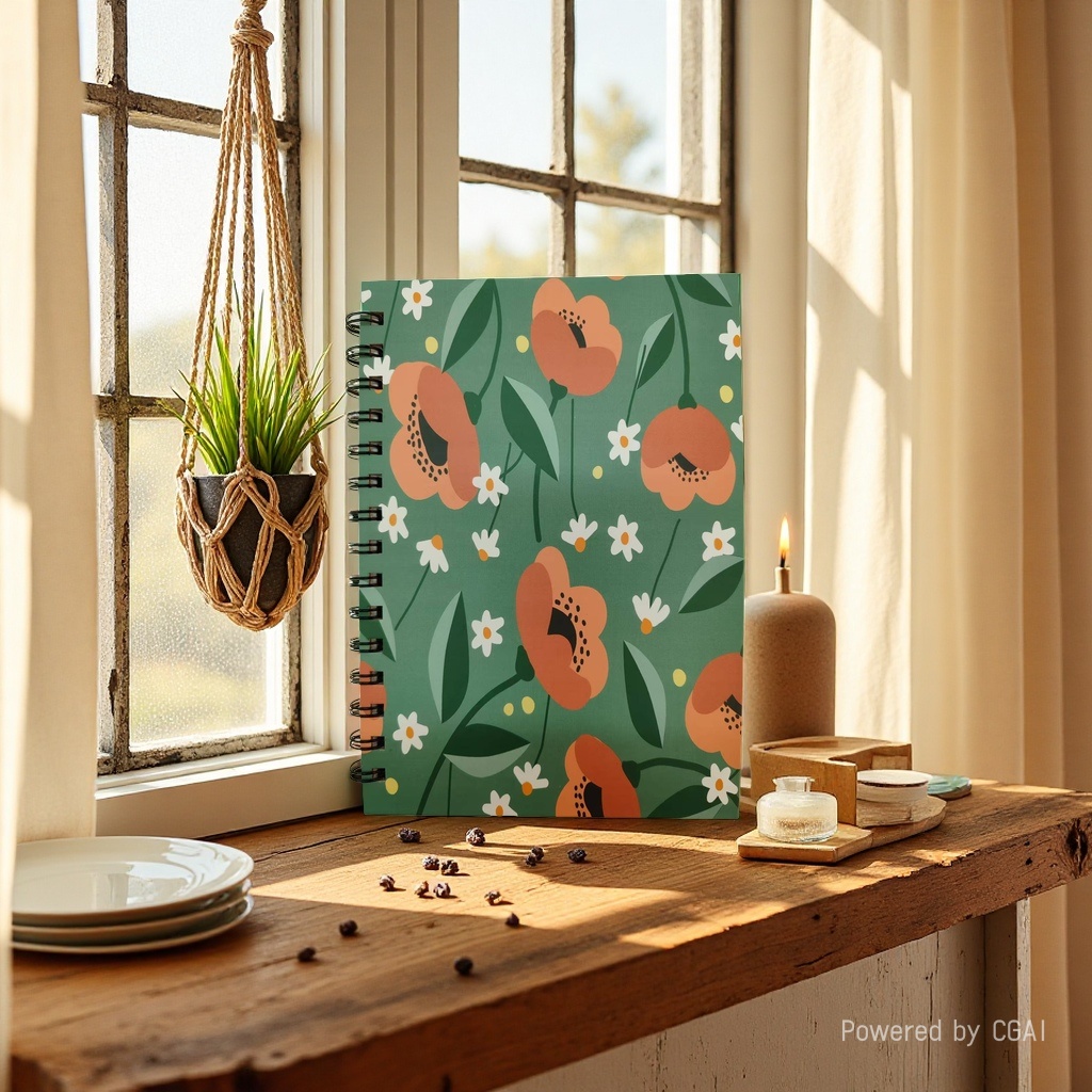 Donghu Paper Products A5 Fresh Flower Coil Bensen Series Flower Pattern Notebook, Student Planner and Notepad
