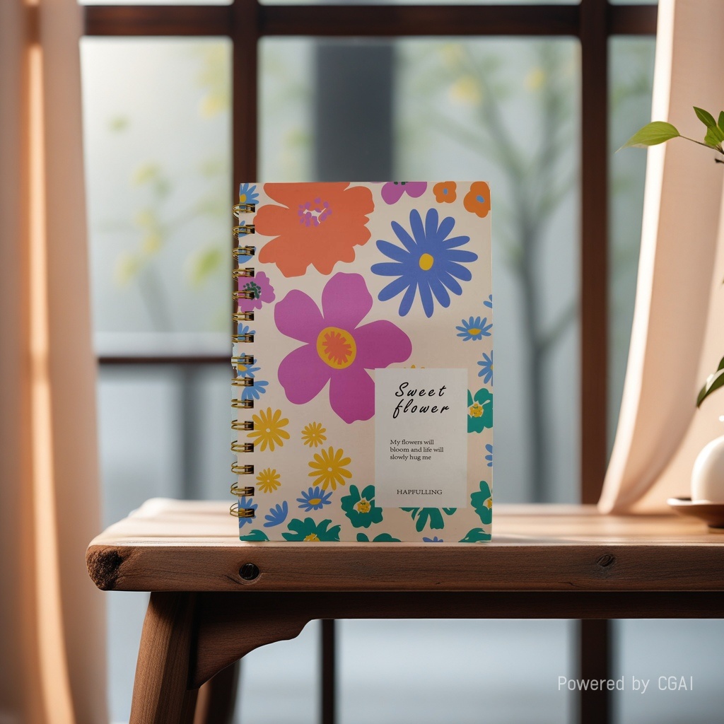 Donghu Paper Products A5 High appearance level, InS-style flower coil notebook, artistic and girlish notebook, Spring Flower planner, New Atmosphere Creative notebook details Picture