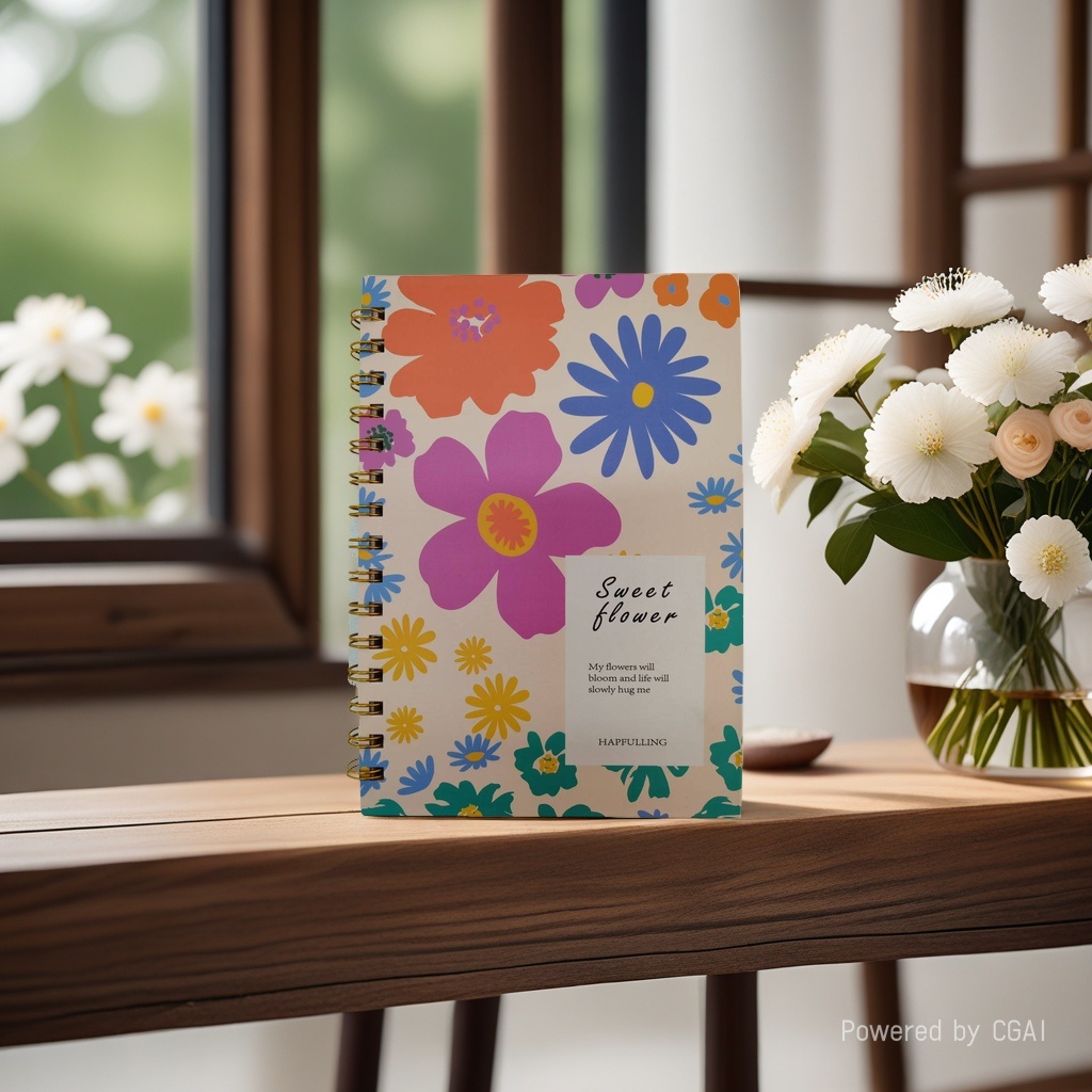 Donghu Paper Products A5 High appearance level, InS-style flower coil notebook, artistic and girlish notebook, Spring Flower planner, New Atmosphere Creative notebook Application Scenario