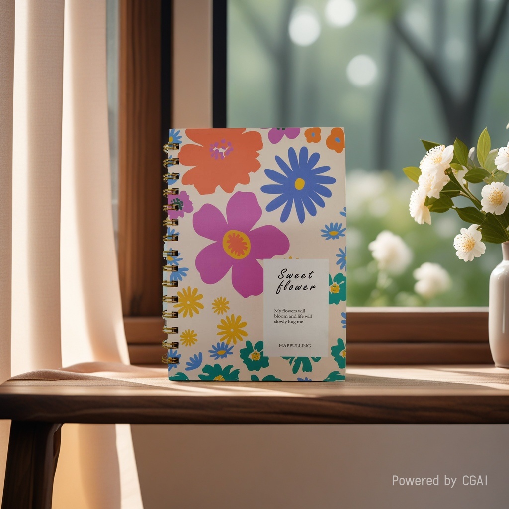 Donghu Paper Products A5 High appearance level, InS-style flower coil notebook, artistic and girlish notebook, Spring Flower planner, New Atmosphere Creative notebook Specification image