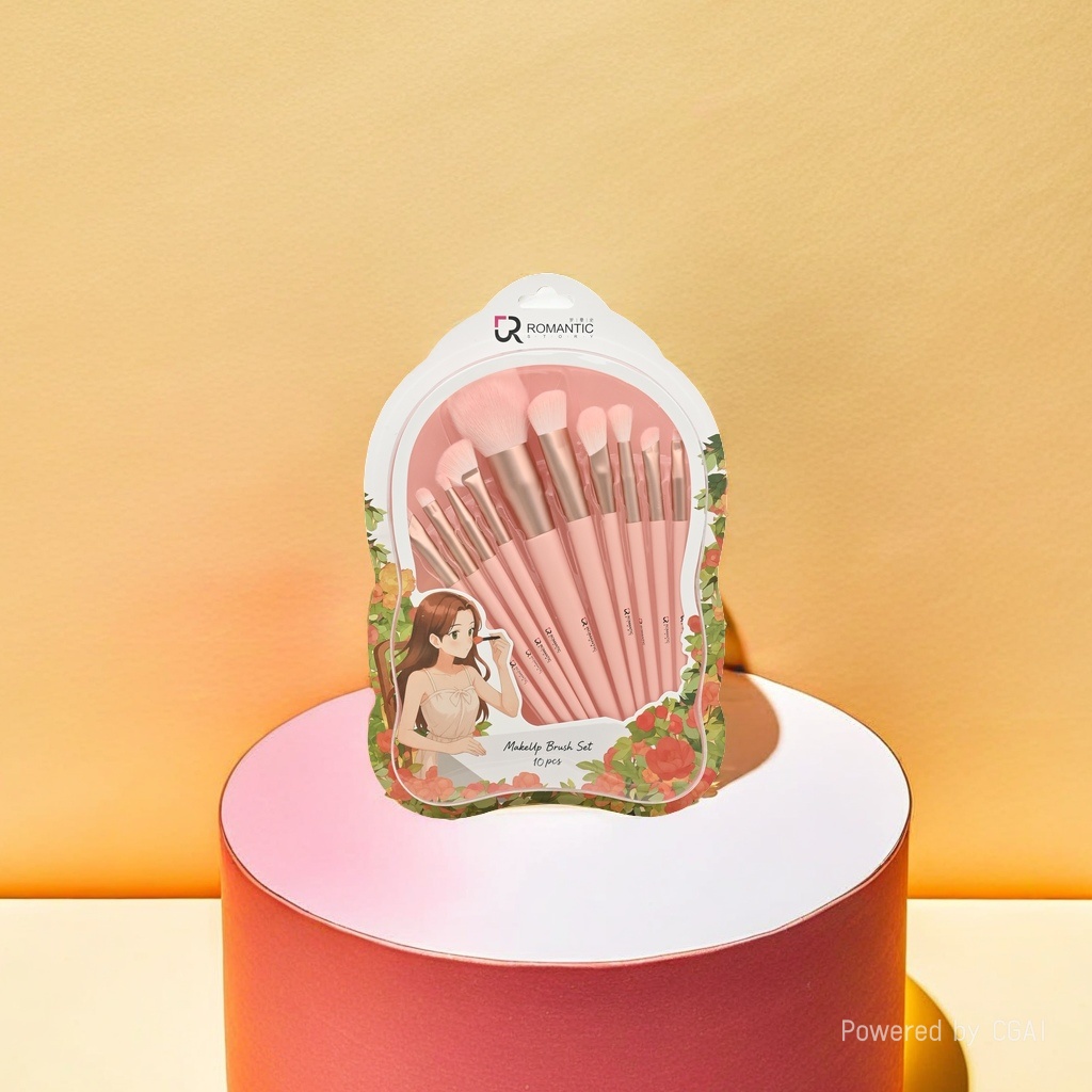 10 pink mirror-shaped color box conical brush sets from the Romance Girls Series Specification image