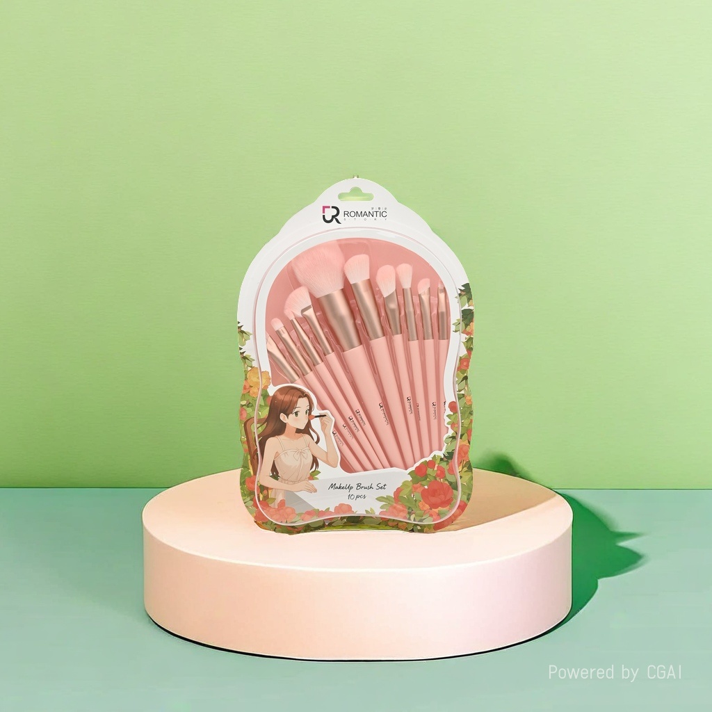 10 pink mirror-shaped color box conical brush sets from the Romance Girls Series details Picture