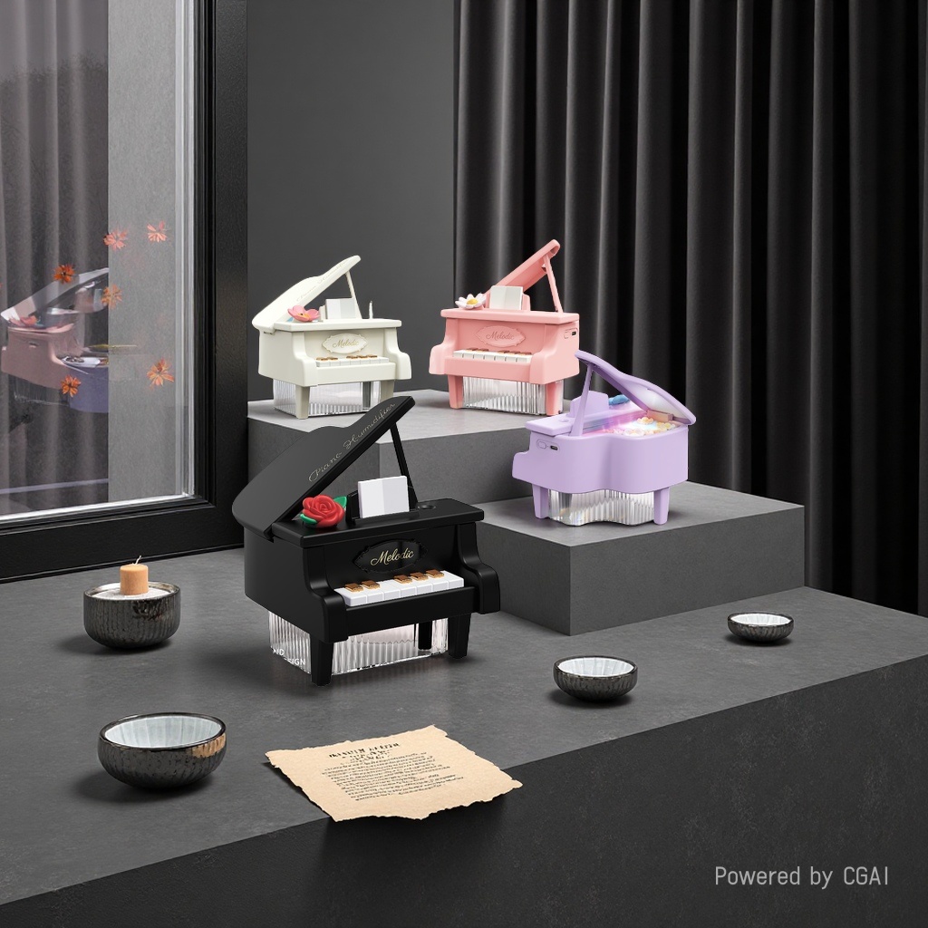 好久不见塑料创意钢琴造型加湿器桌面迷你喷雾补水带灯光礼品批发