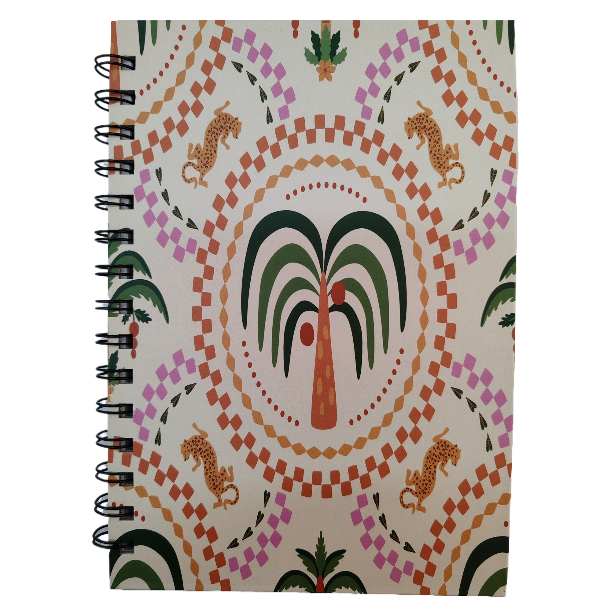 Donghu Paper Products A5 Exotic Style Palm Leopard Print Notebook, Retro Ethnic Style Planner Notebook, Essential for Artistic Youth, Spiral A5 Creative Notebook Item Picture