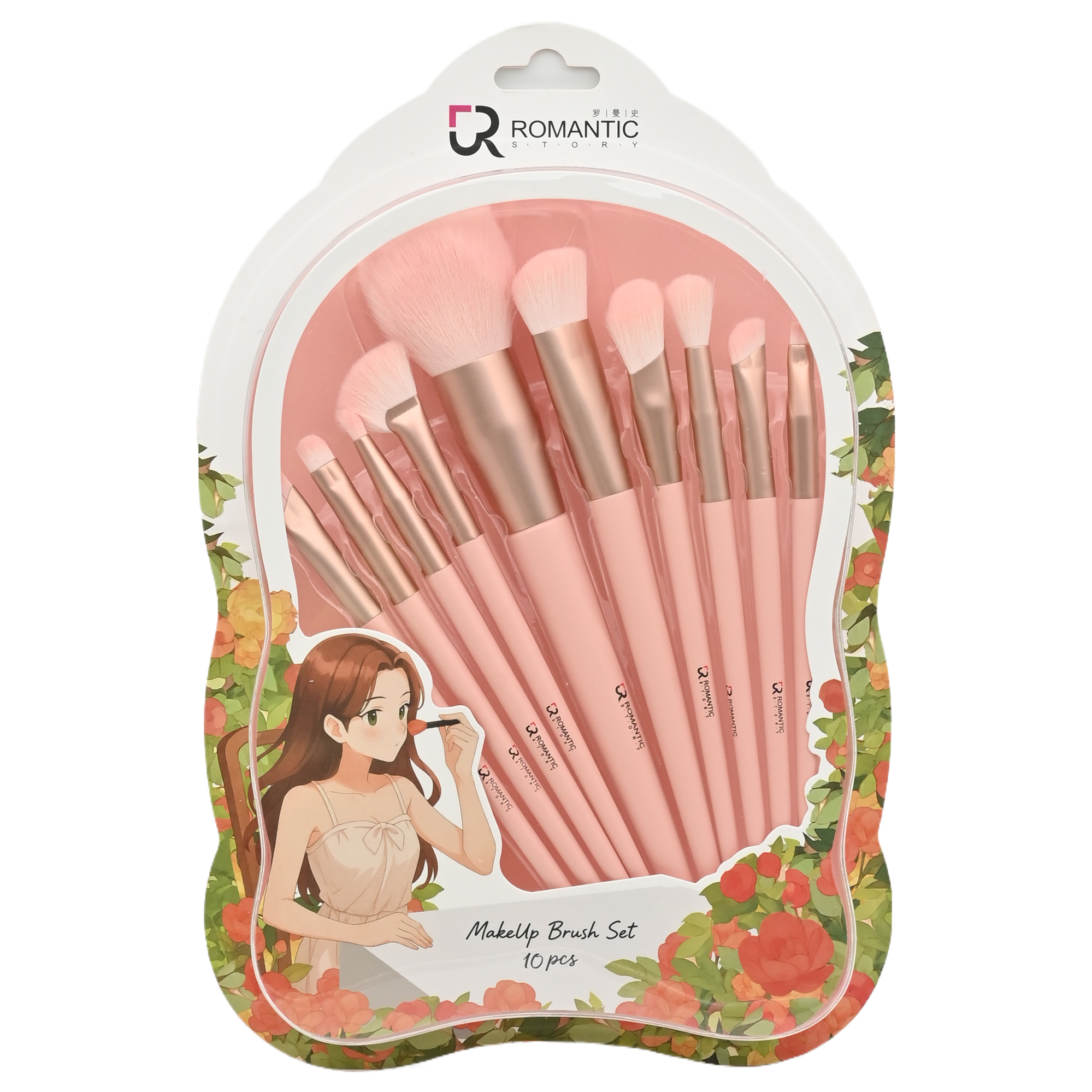 10 pink mirror-shaped color box conical brush sets from the Romance Girls Series pic 5