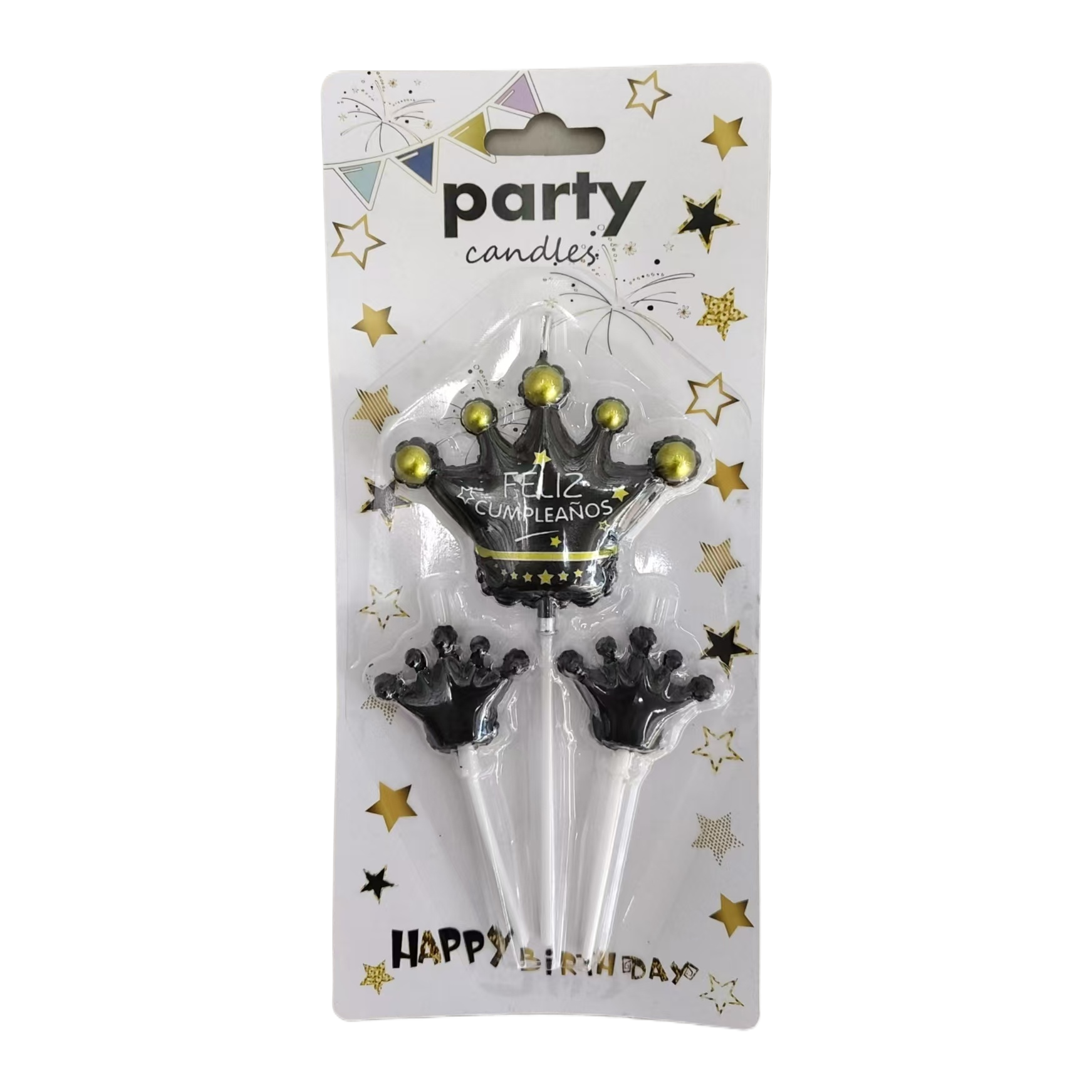 Birthday candles, party supplies, Crown candles, 3 pieces, black gold high-end decoration Item Picture