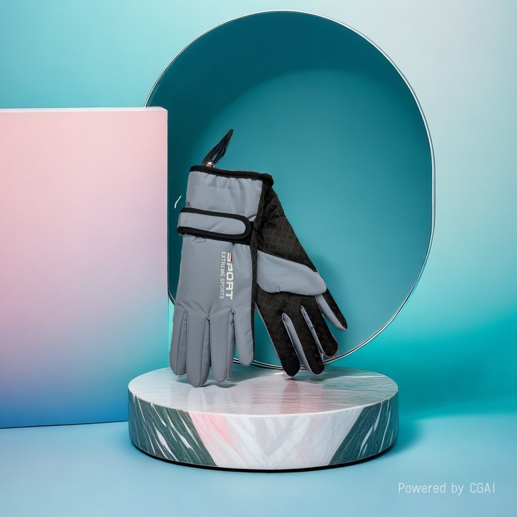 The grey and black spliced cycling gloves have thickened sports protection and are wear-resistant details Picture