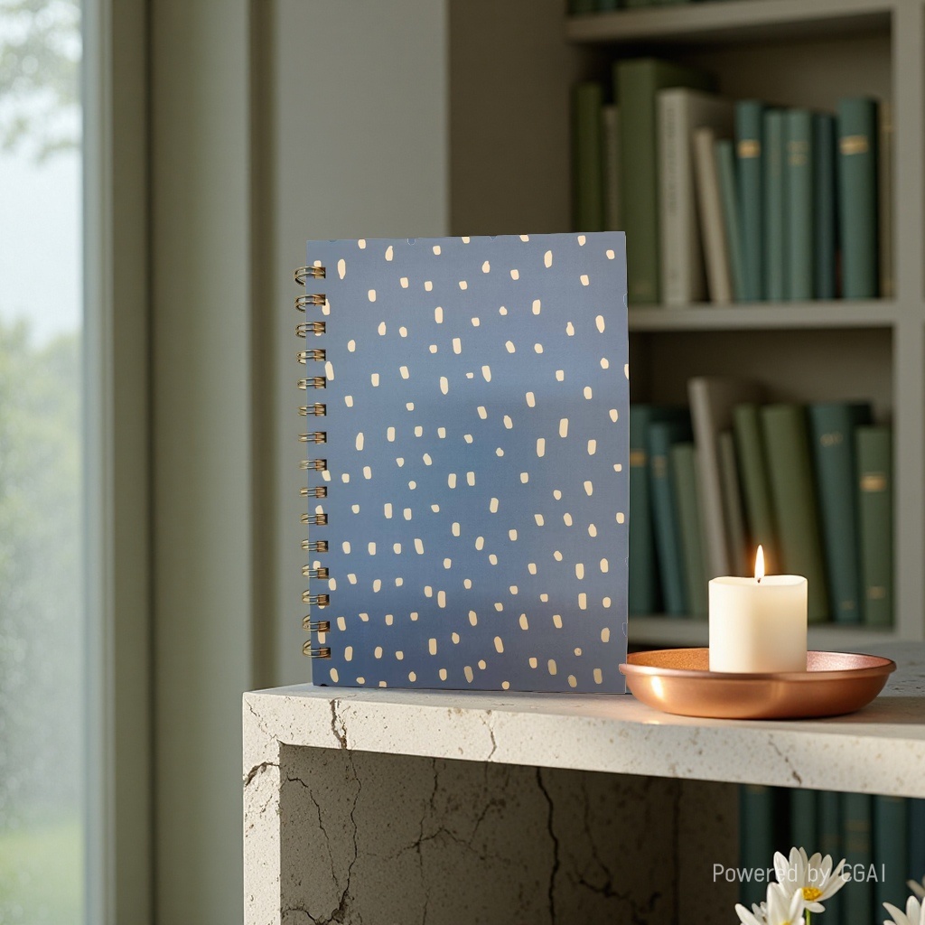 Donghu Paper Products A5 Korean-style milk blue spotted coil, Haze Blue Irregular polka dot coil, Fresh blue and white notebook Application Scenario
