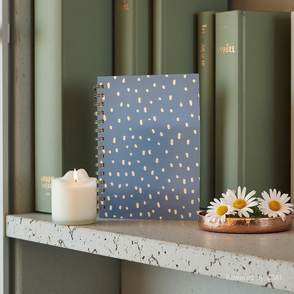 Donghu Paper Products A5 Korean-style milk blue spotted coil, Haze Blue Irregular polka dot coil, Fresh blue and white notebook