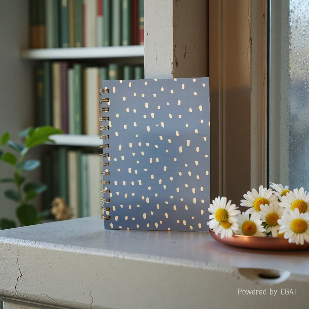 Donghu Paper Products A5 Korean-style milk blue spotted coil, Haze Blue Irregular polka dot coil, Fresh blue and white notebook Specification image