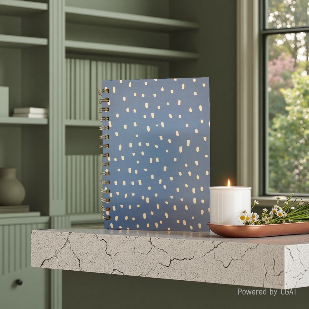 Donghu Paper Products A5 Korean-style milk blue spotted coil, Haze Blue Irregular polka dot coil, Fresh blue and white notebook details Picture