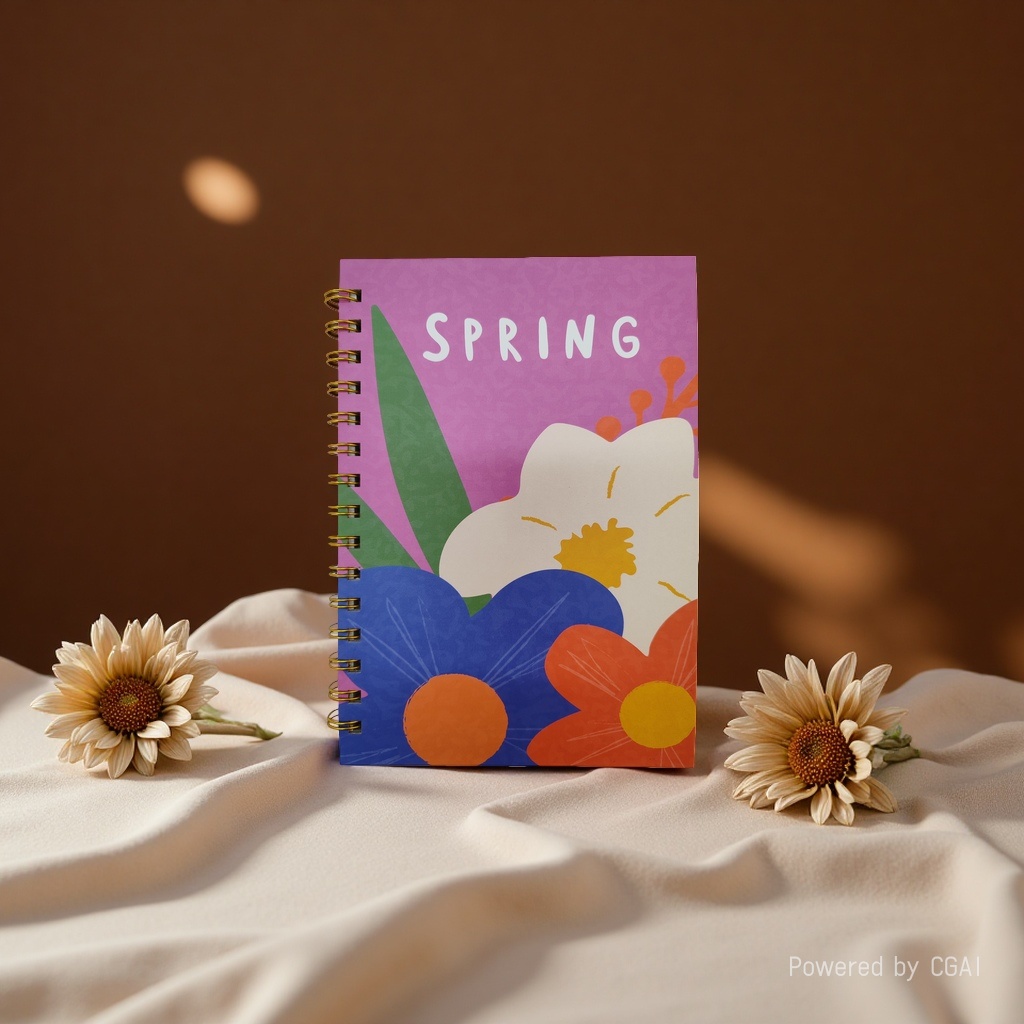 Donghu Paper Products A5 SPRING Purple background contrasting color Floral Coil Notebook High Appearance Level Portable Notebook for students