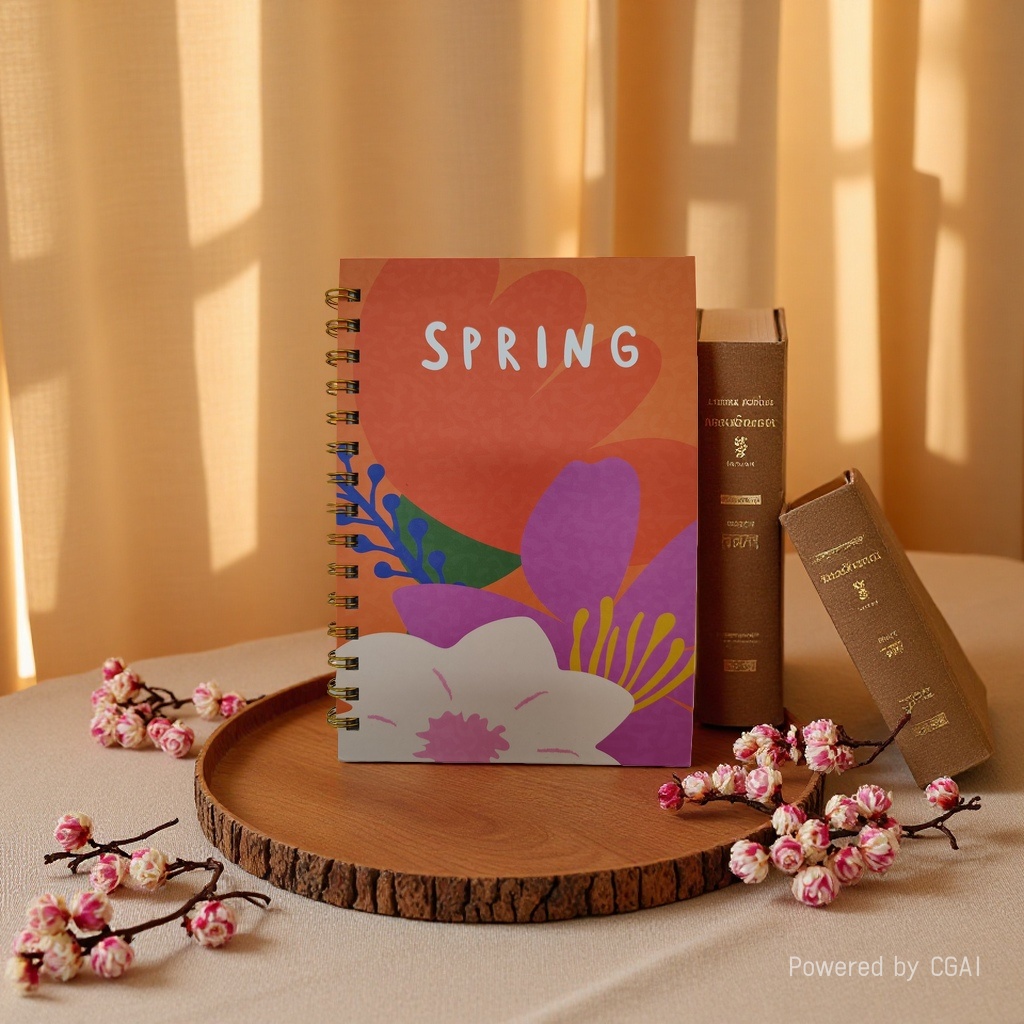 Donghu Paper Products A5 SPRING Series Flower Coil Notebook, high appearance level artistic hand-held notebook, student portable error notebook, Office Notepad Specification image