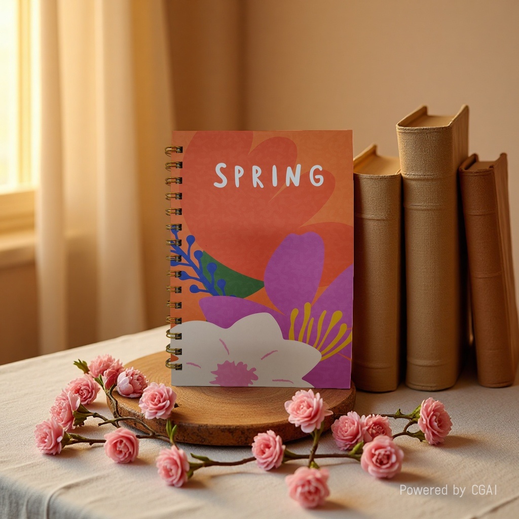 Donghu Paper Products A5 SPRING Series Flower Coil Notebook, high appearance level artistic hand-held notebook, student portable error notebook, Office Notepad details Picture