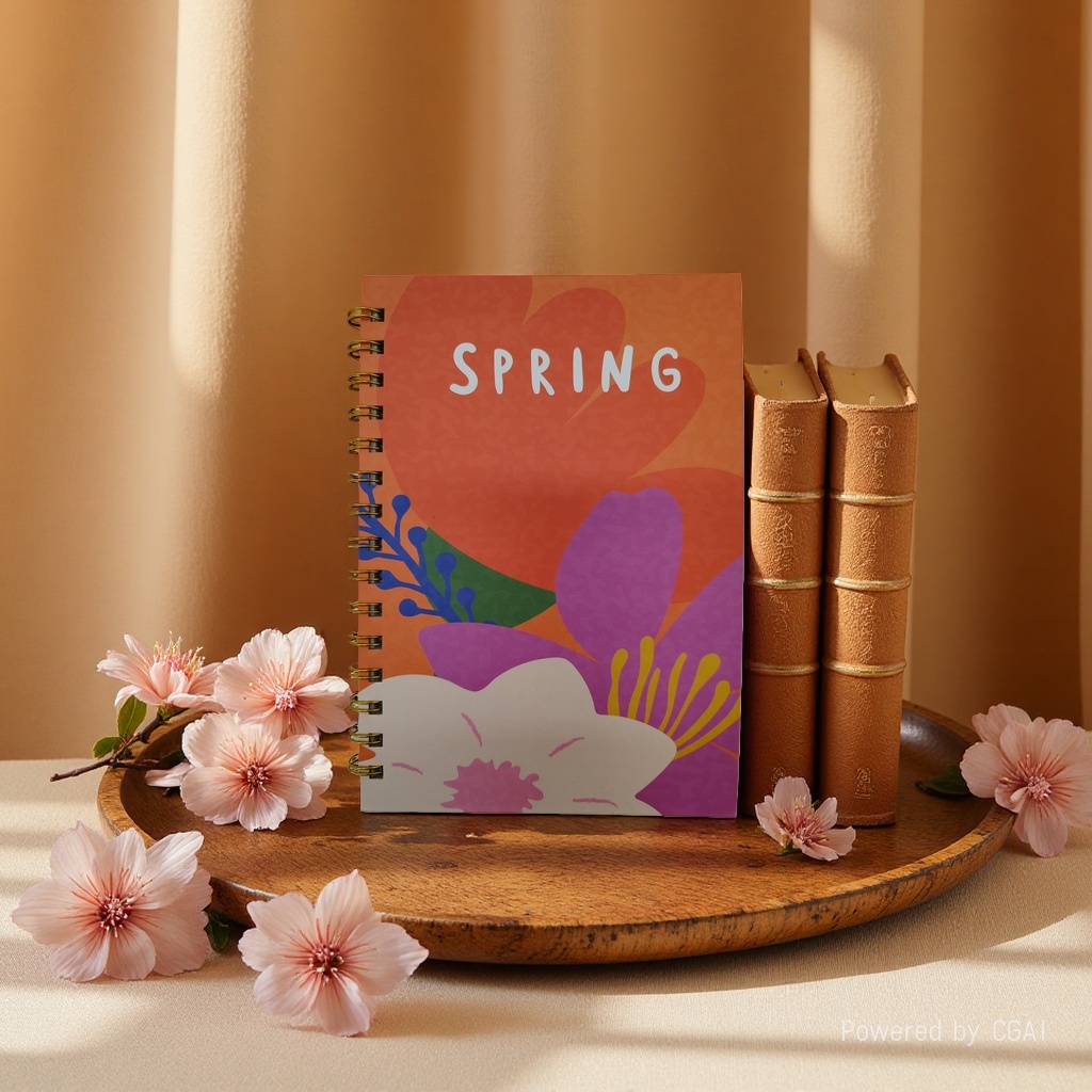 Donghu Paper Products A5 SPRING Series Flower Coil Notebook, high appearance level artistic hand-held notebook, student portable error notebook, Office Notepad