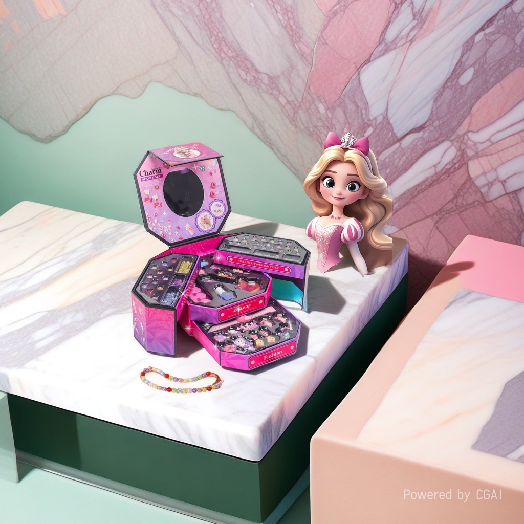 儿童化妆玩具套装36件套魅力装扮珠宝发饰指甲油美妆盒产品图