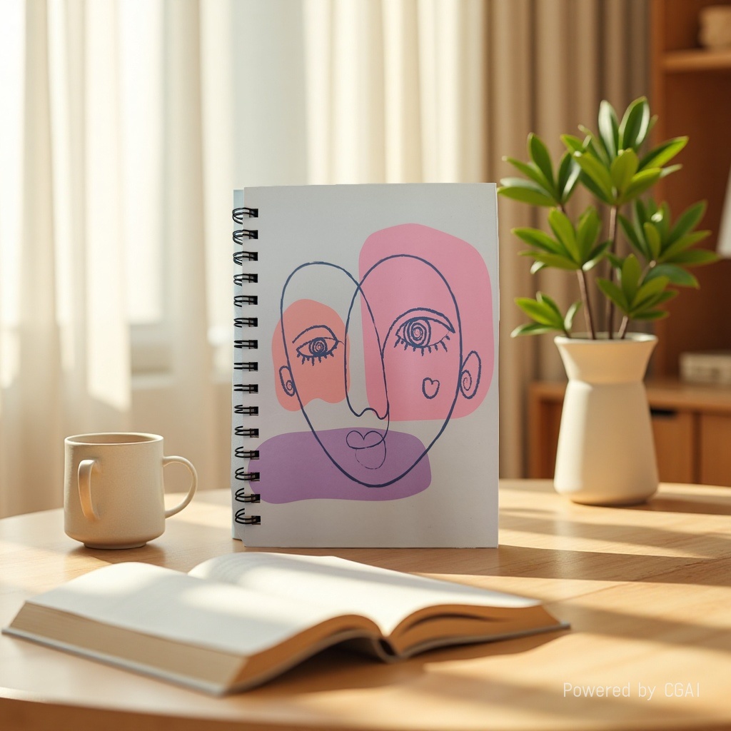 东湖纸品 A5 抽象线条人脸线圈本 马蒂斯风撞色艺术笔记本 学生便携记事本