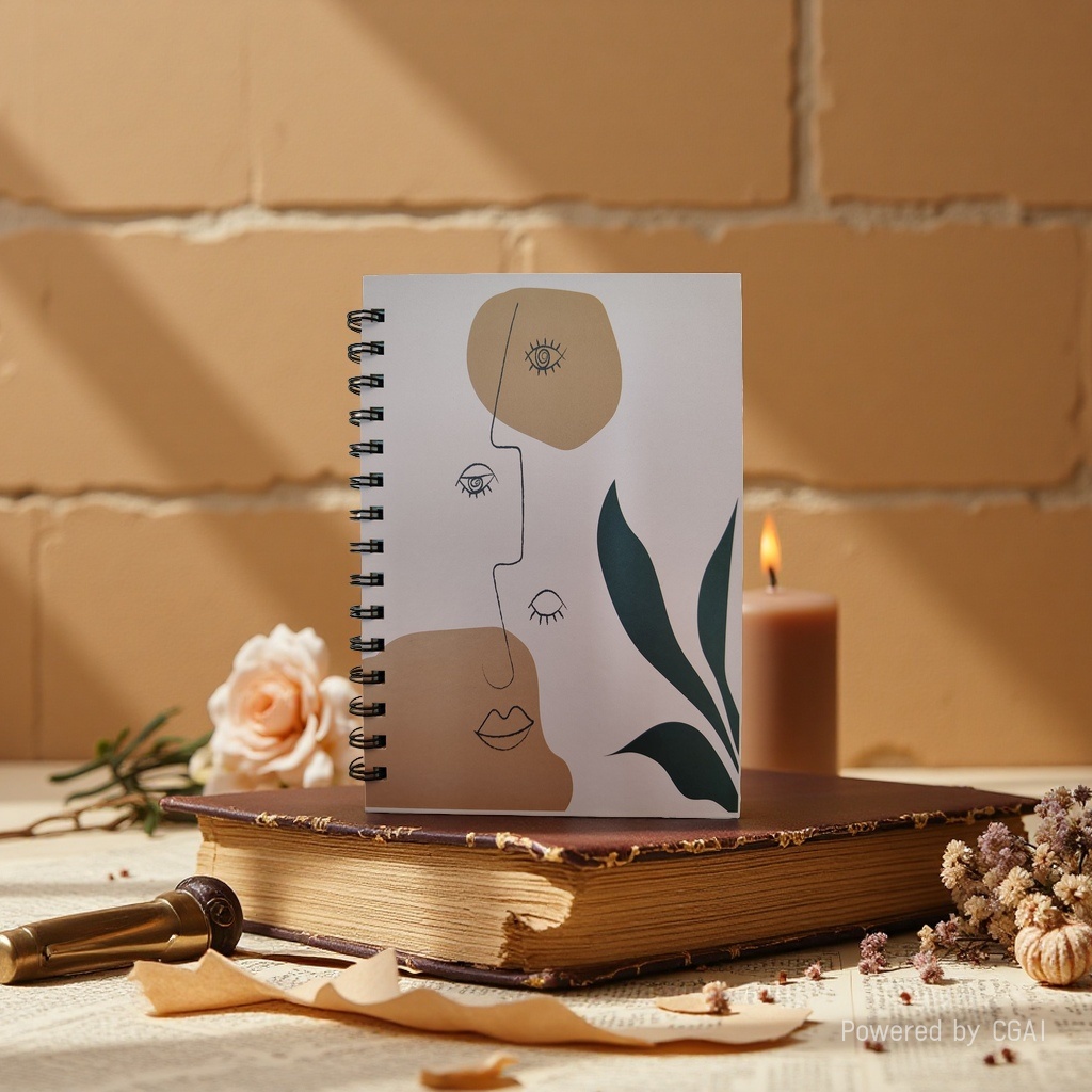Donghu Paper Products A5 Morandi color series Abstract Face Coil, artistic profile line notebook, student portable note-taking notebook