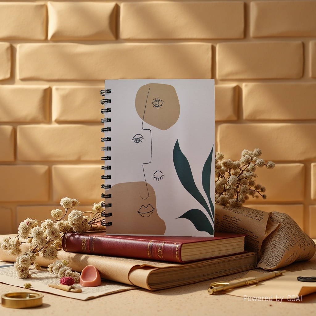 Donghu Paper Products A5 Morandi color series Abstract Face Coil, artistic profile line notebook, student portable note-taking notebook Specification image