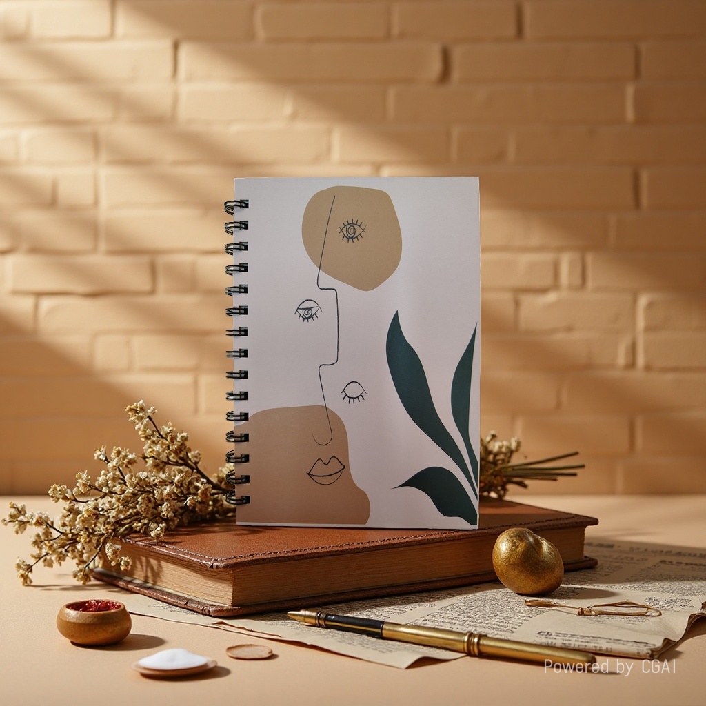 Donghu Paper Products A5 Morandi color series Abstract Face Coil, artistic profile line notebook, student portable note-taking notebook details Picture