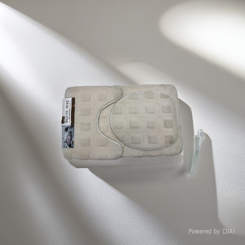 White bathroom combination floor mat set, anti-slip, absorbent, soft, silent, comfortable underfoot toilet mat set, carpet floor mat set details Picture