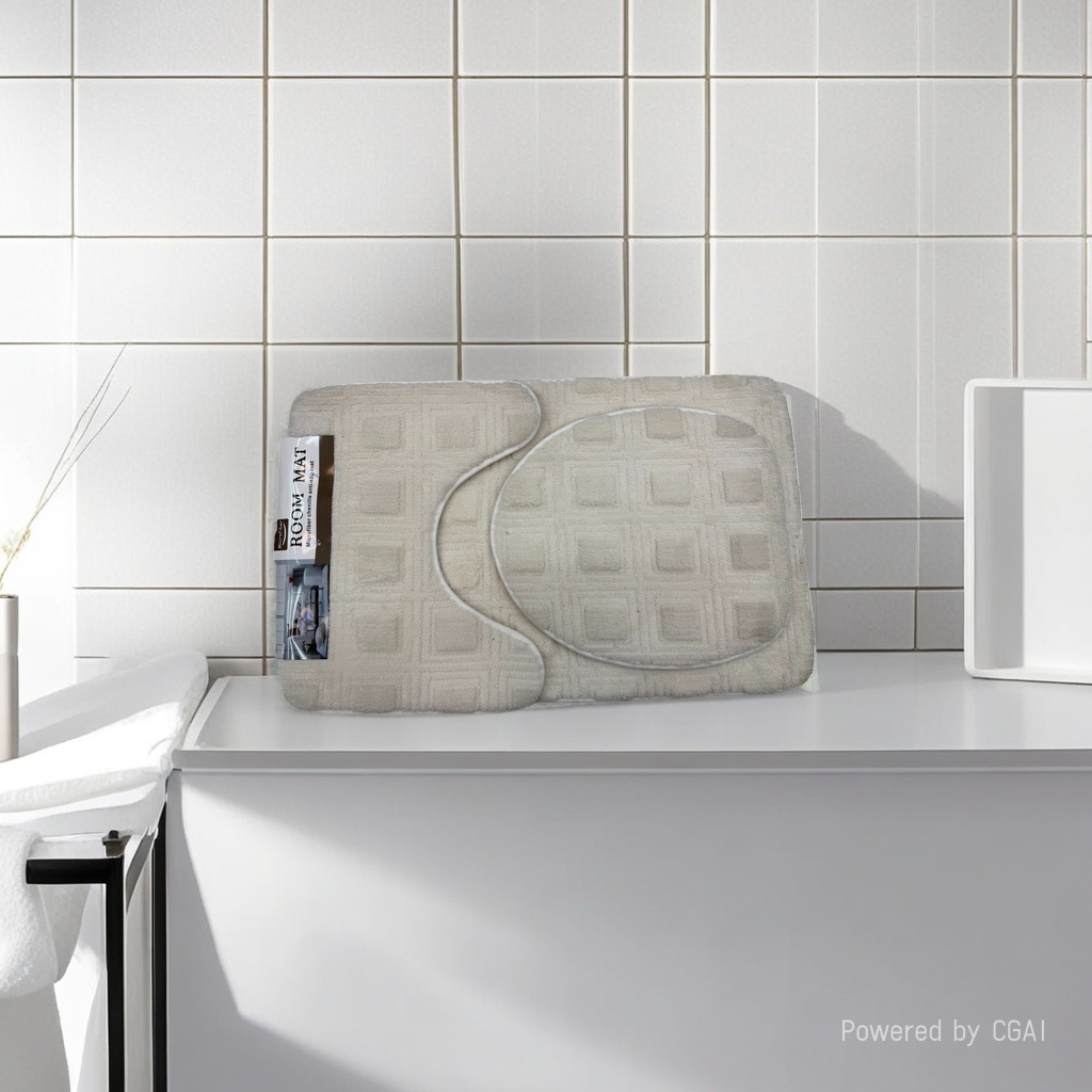 White bathroom combination floor mat set, anti-slip, absorbent, soft, silent, comfortable underfoot toilet mat set, carpet floor mat set