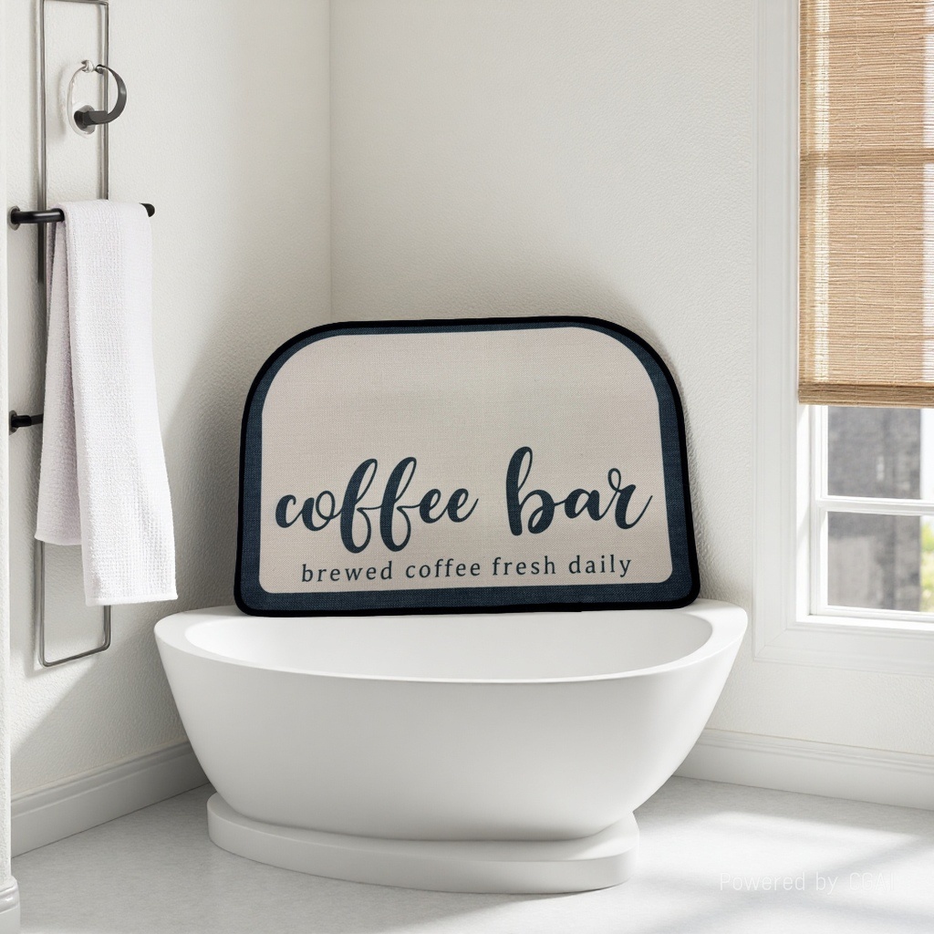 The coffee bar-themed floor mat is anti-slip, wear-resistant, water-absorbent and soft. It is a high-quality new carpet floor mat for both domestic and international trade, suitable for home living rooms Specification image