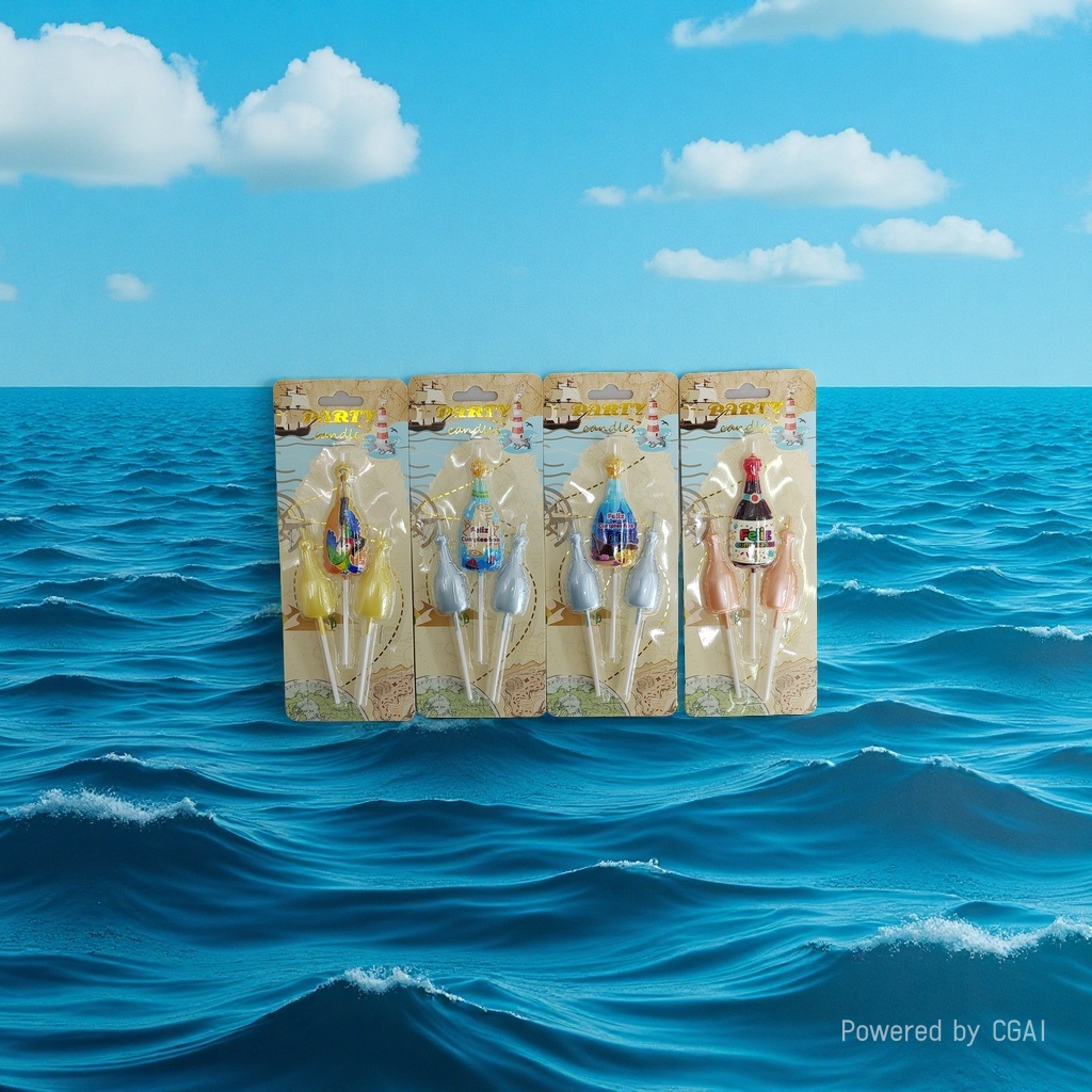 Pirate-themed candle packaging pallet, birthday wine bottle candles, party supplies decoration details Picture