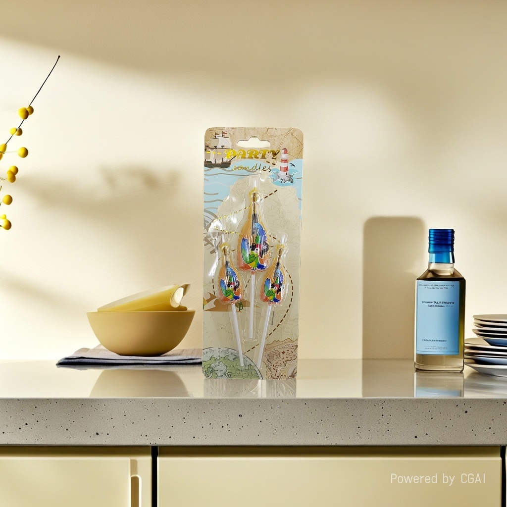 海盗主题派对蜡烛包装3pcs卡板生日酒瓶蜡烛派对装饰